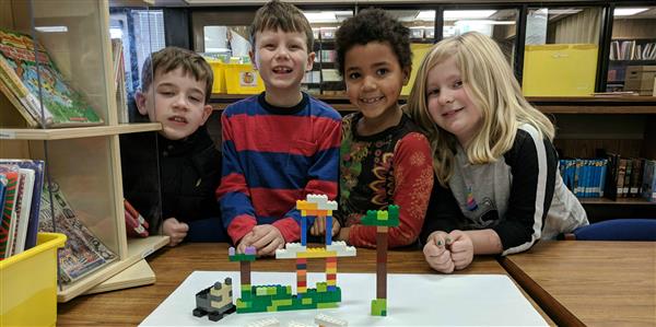 Kids play with legos